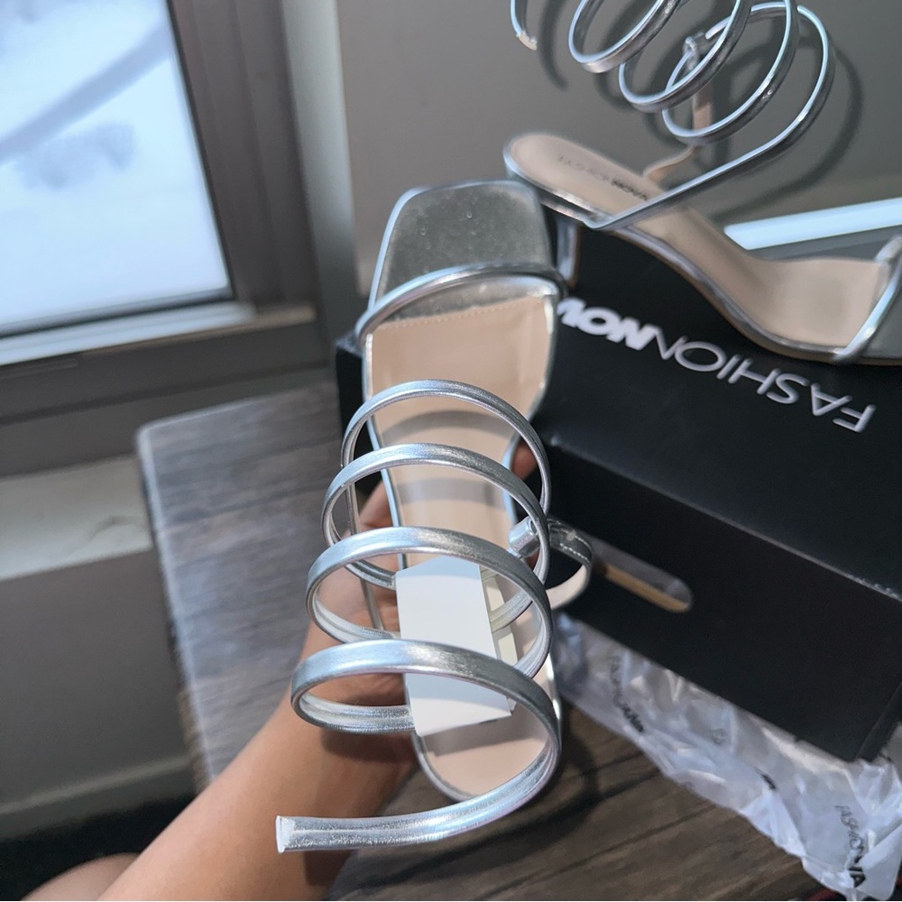 Fashion Nova Metallic Spiral Heels